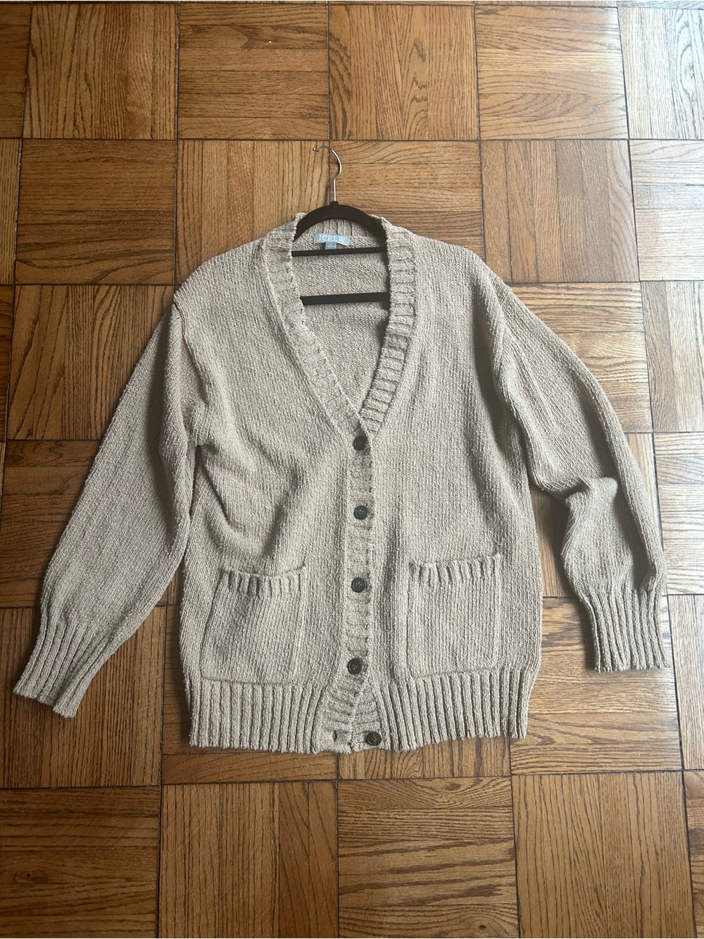J. Crew women's Neutral Tan Marina V-neck Button-Front Cardigan